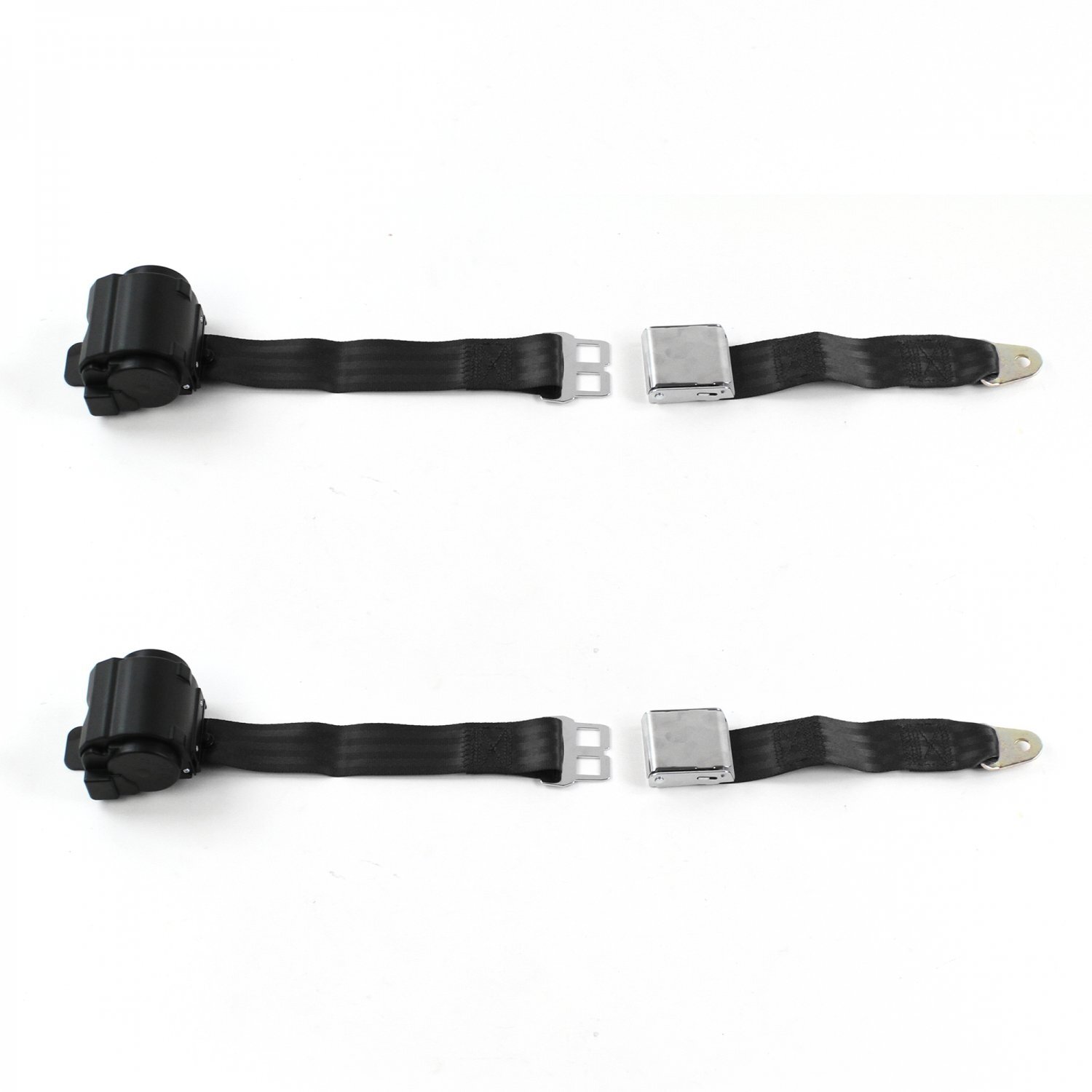 Ford GT40 1964 - 1969 Airplane 2pt Black Retractable Bucket Seat Belt Kit - 2 Be