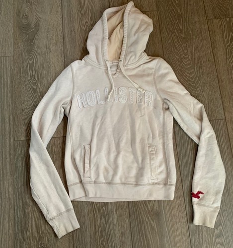 Hollister Cream Hoodie Logo Size Large