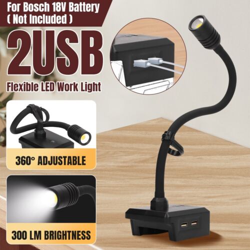 Lampe d'extérieur pour Bosch série 18V batterie Li-Ion lampe de travail portable DEL 2 USB - Photo 1/10