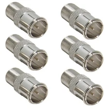 6 Pack F type Quick Push-On Plug RF Coax Cable Adapter Connector  Male to Female