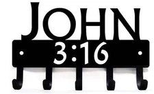 John 3:16 Scripture Religious Key Rack Hanger Holder Christian Faith  6" wide