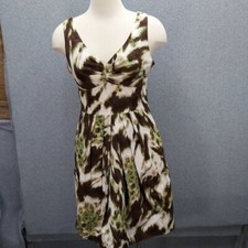 Banana Republic Womens Petite Dress Multicolor Camouflage Pattern Sleeveless V-N