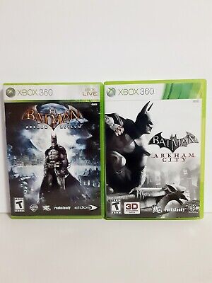 Lot of 2 Batman Xbox 360 Games Arkham City Asylum Complete in Box CIB 