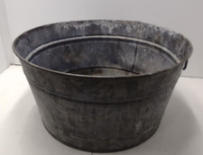 Bañera de metal redonda galvanizada de 18" con asas decoración de jardín y patio flor