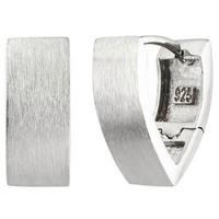Paar Creolen 15,9X6,9Mm Aus 925 Silber Matt Spitzoval Ohrringe Ohrschmuck