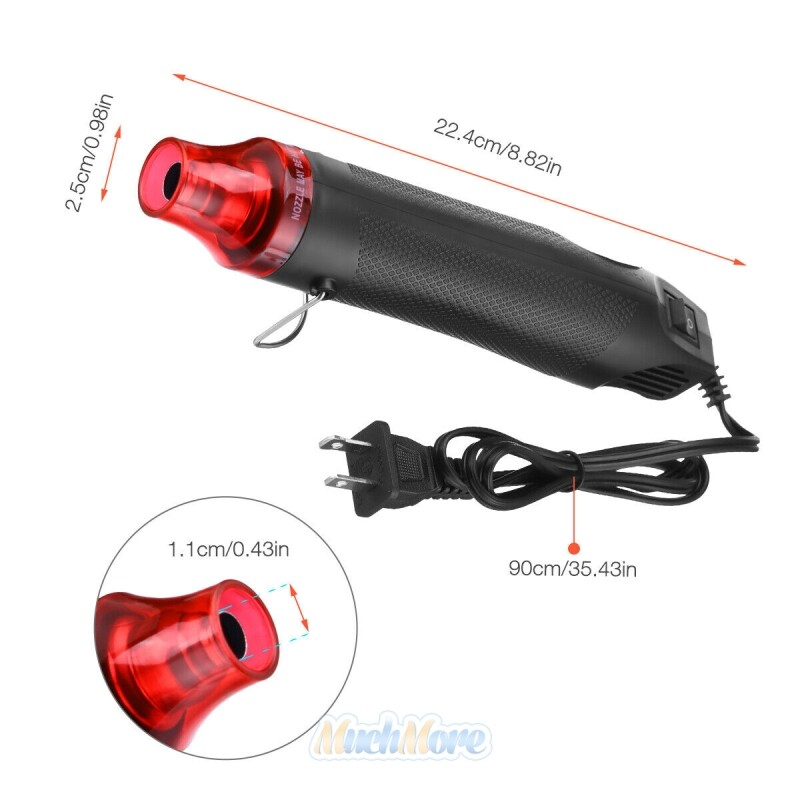 1500W Heat Gun Hot Air Wind Blower Dual Temperature+4