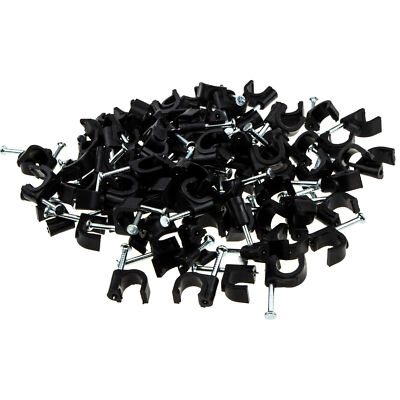 Runde schwarze Kabelclips Heftklammern mit Mauernagel Flexclips