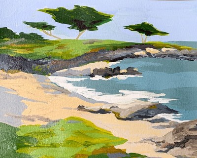 Original Painting Seascape Landscape Carmel, Cali I Impressionist Signed 8x10