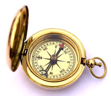 Brass Push Button Pocket Compass Maritime Vintage Compass, Directional Magnetic