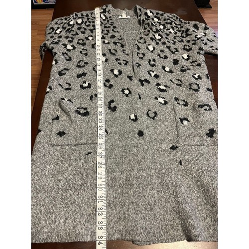 Women's Nine West Jacquard Long Cardigan Size XL XLarge, Grey Cheetah leopard - Picture 6 of 8