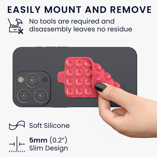 Support Ventouse pour Coque Compatible avec iPhone et Android - Zdjęcie 3 z 8