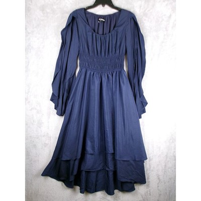 Scarlett Darkness Renaissance Gothic Navy Peasant Dress Fairycore S