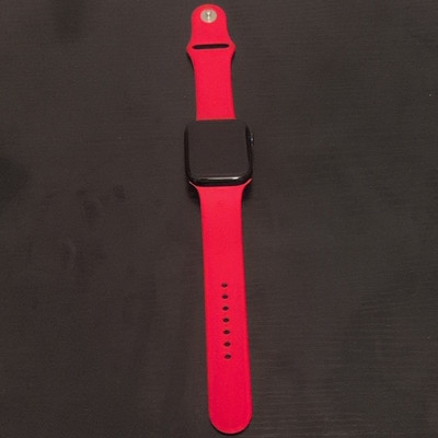 Apple Watch SE 44 Black Aluminum GPS 32GB Red Silicone Band HR