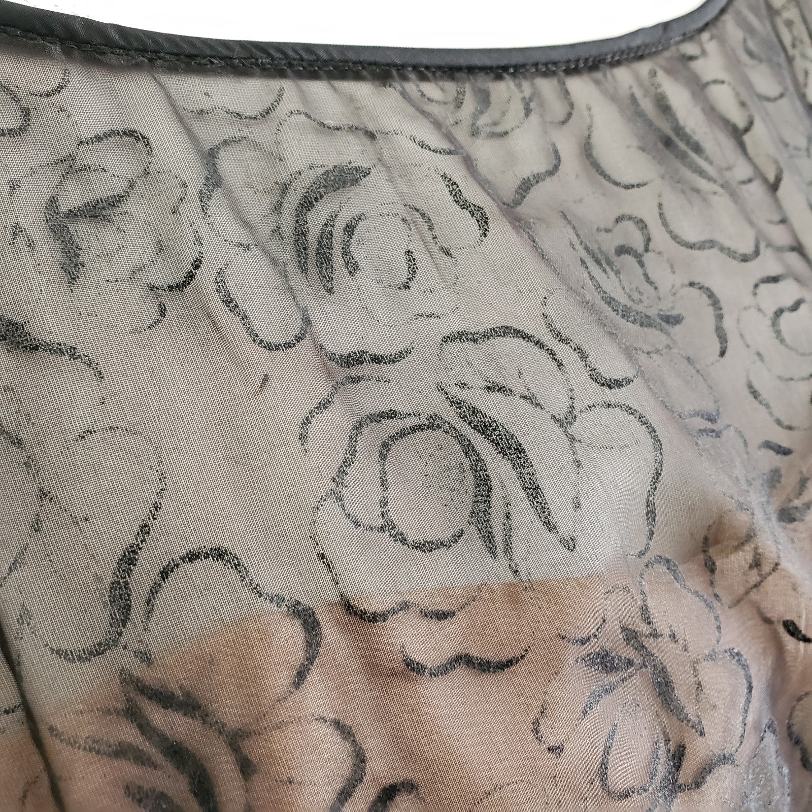 50s 60s Vtg Flocked Black Rose Party Dress - image 7