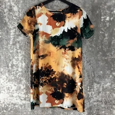 Lulus Sz S Tropical Abstract Vacation Mini Tunic Top Dress  Short Sleeve Colorfu