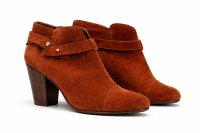 Rag & Bone Harrow Suede Ankle Booties 39 US 8.5 Cognac Block Heel Boho