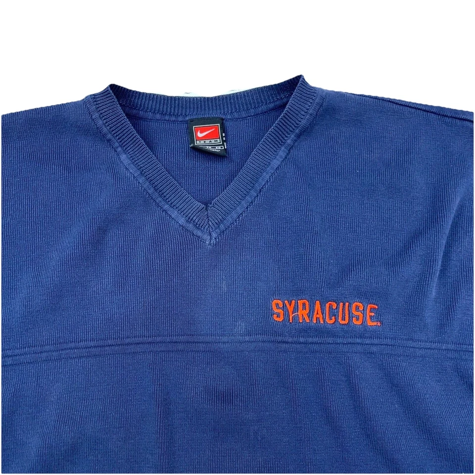 Vintage Syracuse Orange Sweater Vest Men XL Blue Nike Y2K 2000s V Neck Knit * - Image 2 of 4