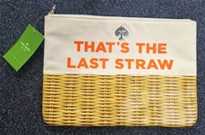 Kate Spade That's The Last Straw Canvas Clutch NWT 