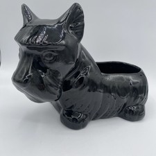 Vintage 1984 Black Scottie Dog Ceramic Planter Scottish Terrier