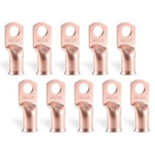 2/0 AWG 3/8 M10 Copper Ring Terminals, 10 Pcs Heavy Duty Battery Cable Lugs