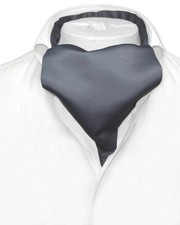 Vesuvio Napoli ASCOT Solid CHARCOAL GREY Color Cravat Dark Gray Mens Neck Tie