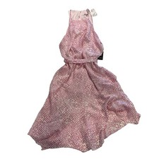 Express NWT Dotted Chiffon Dress Halter Neck Asymmetrical Fit and Flare Large