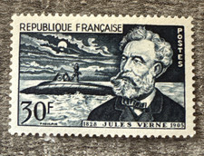 Timbre 1026-50ème Anniversaire De La Mort De J. Verne - 1955