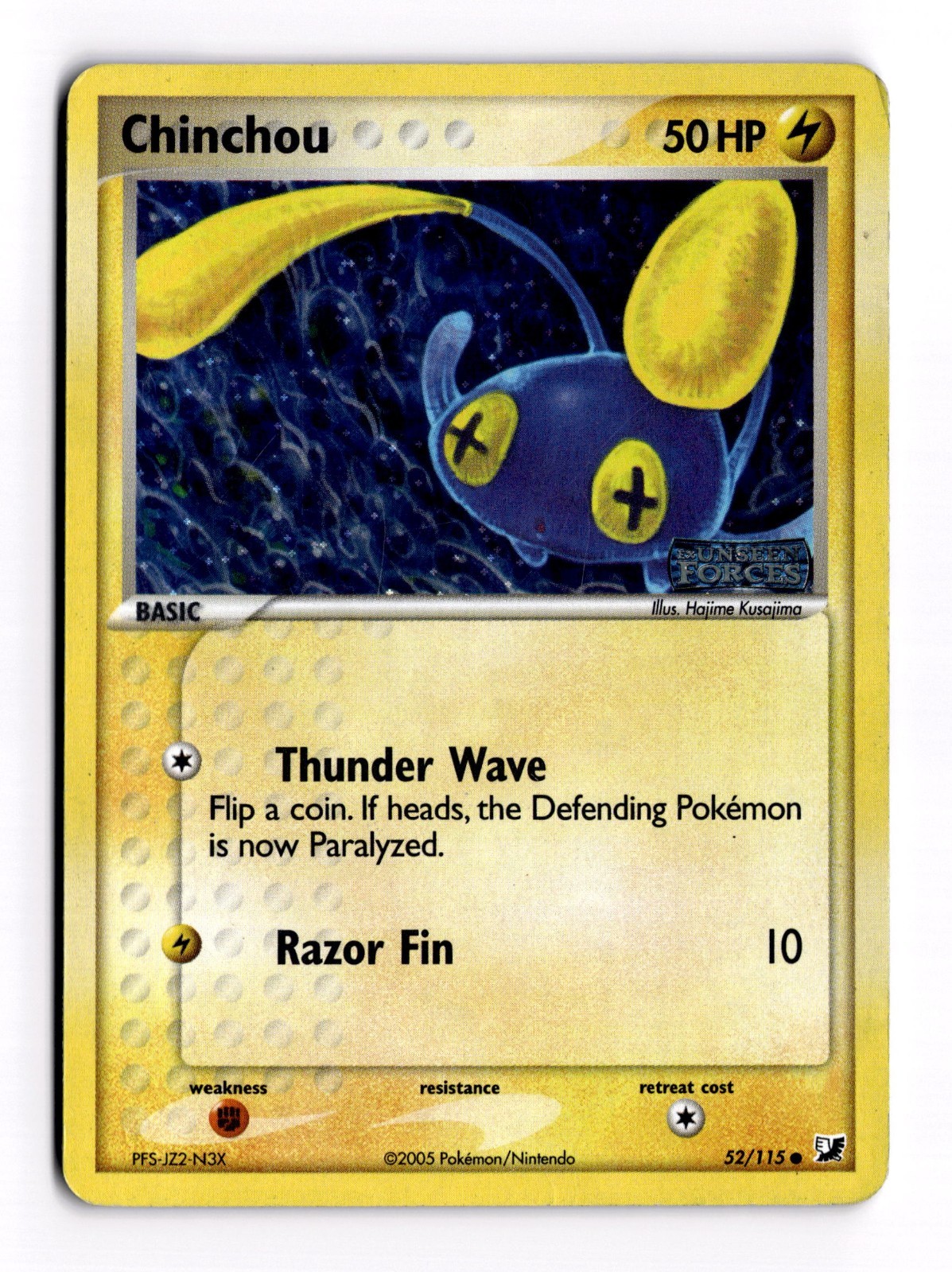 Pokemon Card - Chinchou Unseen Forces 52/115 Common Reverse Holo Stamped