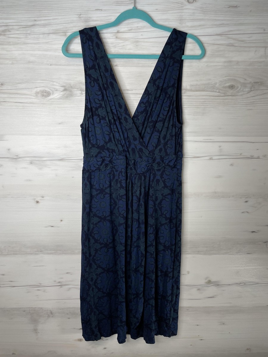Fresh Produce Dress Womens Large Blue Sleeveless V Neck Midi Rayon Made USA Fresh Produce Dress Womens Large Blue Sleeveless V Neck Midi Rayon Made USA