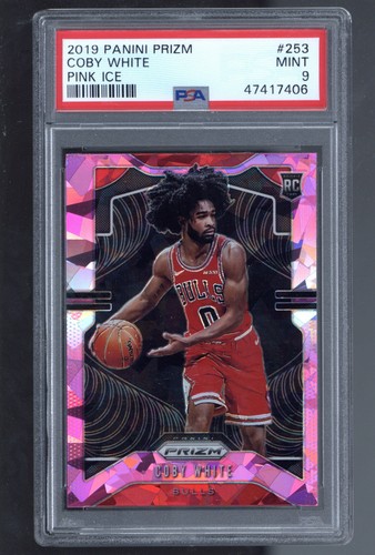 2019-20 Panini Prizm #253 Coby White Prizms Pink Ice ROOKIE RC PSA 9