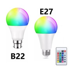 10W RGB Bulb B22 E27 Led Light 16 Colour Change Remote Control Bayonet Screw