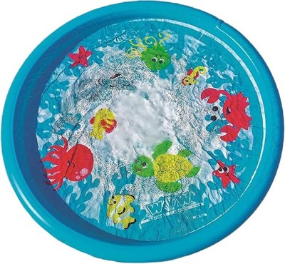 WOW Sports Ocean 10ft Splash Pad Wading Pool PVC Sprinklers Blue Kids Toddlers