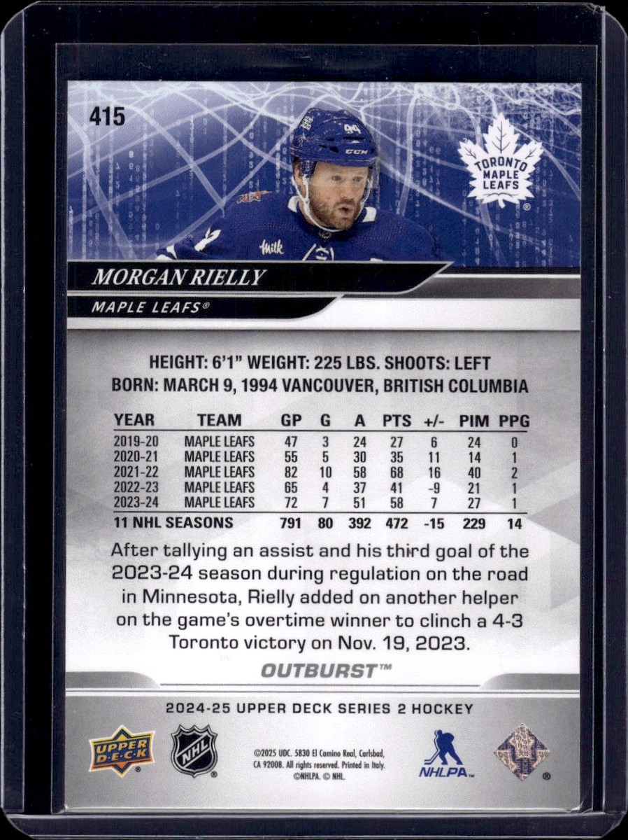 2024-25 Upper Deck Outburst Silver Morgan Rielly #415 Toronto