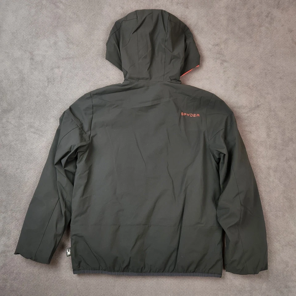 Spyder Superlite Jacket Kids Medium 10/12 Black Red Hooded Full Zip Lightweight - Image 2 of 4