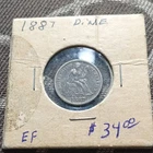 1887 Seated Liberty Dime 10C 90% Silver Business Strike Philadelphia No Arrows