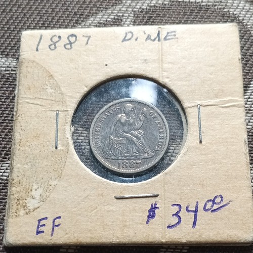 1887 Seated Liberty Dime 10C 90% Silver Business Strike Philadelphia No Arrows