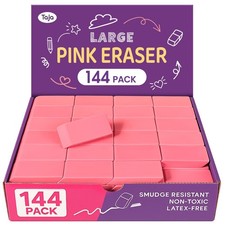 144 Pack Pink Erasers Bulk, Large Pencil Erasers for School, Classroom, Teach...