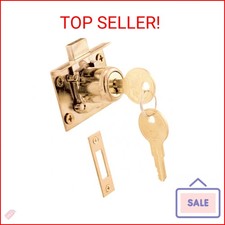 Prime-Line Bright Brass Gold Steel Cabinet/Drawer Lock