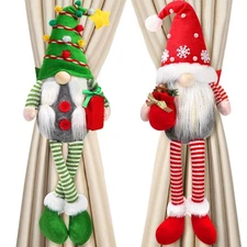 2 Pack Christmas Curtain Tiebacks, Mr and Mrs Gnome Cartoon Curtain Buckle Ho...