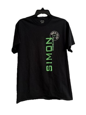 SIMON WOBBLERS MADE IN USA Black  Fish Shirt Men's Size Medium Front/Back Logos.