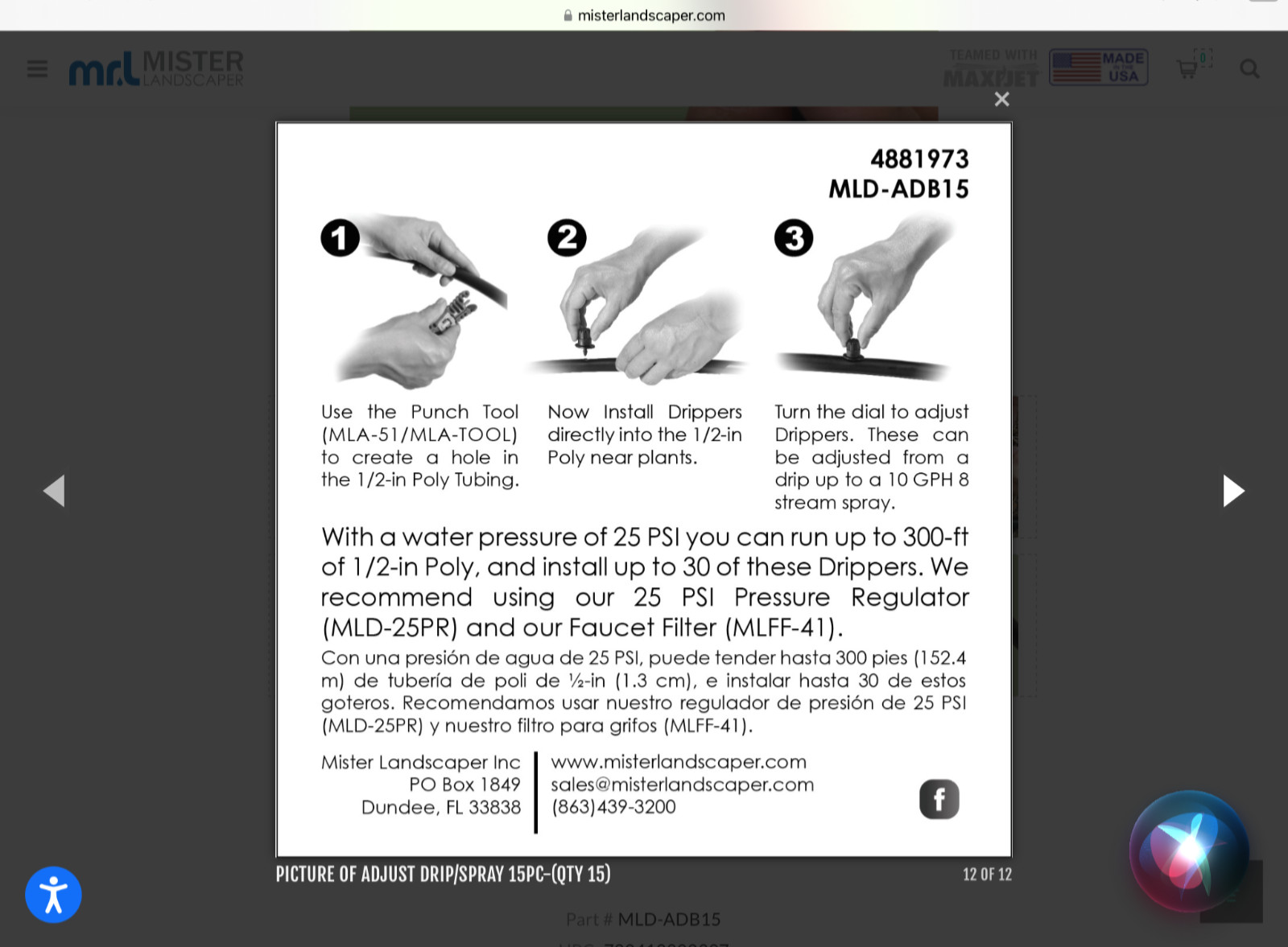 Mister landscaper 0 to 10 GPH adjustable dripper. Two 15 packs