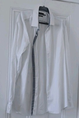 M&S Autograph Mens White Formal Dress Shirt Long Sleeve Smart Work Office Shirt 