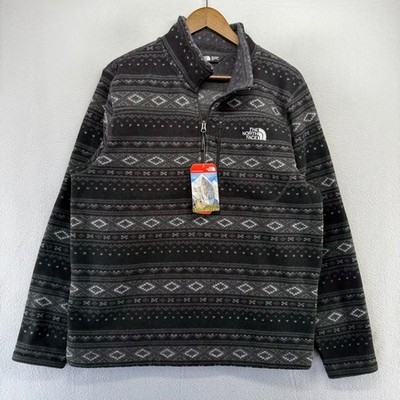 The North Face Sweater Mens Large Black Gordon Lyons 1/4 zip Nordic Pullover NEW