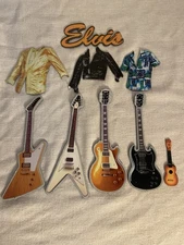 9 Elvis Presley Magnets  Dress Up tops Electric Guitars 90s Vintage ata boy LOT