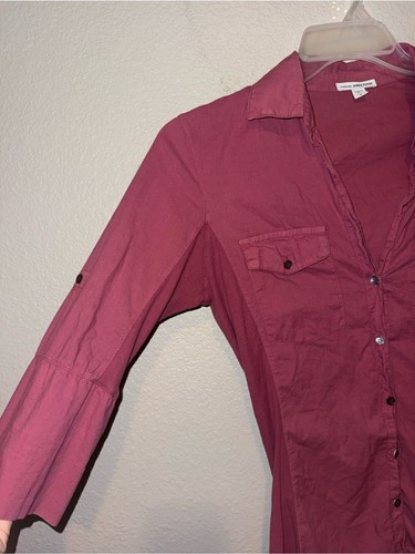 Standard James Perse Contrast Panel Button Front Shirt Size Medium Berry - Picture 5 of 9