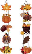 Croblissful 2 Sets Thanksgiving Porch Banner Fall Welcome Door Sign Decor