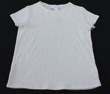 Market & Spruce Women's The Pointelle Short Sleeve Top EH6 Off White Large NWT