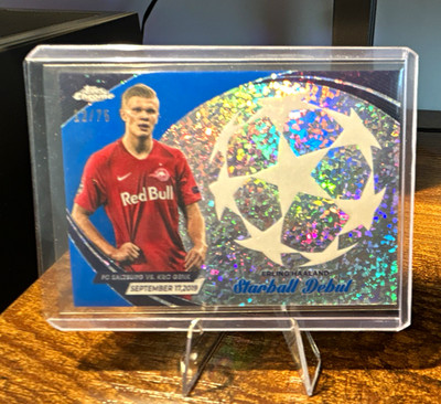 Topps Chrome UCC 2023-24 Starball Debuts Erling Haaland SD-3 Blue /75
