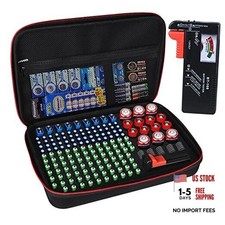 Battery Organizer Storage Box with Tester, Battery Vault Case Fireproof