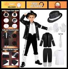 80s 90s Dance Star Costume for Kids, Boys Pop Outfit, Halloween Cosplay Party Dr